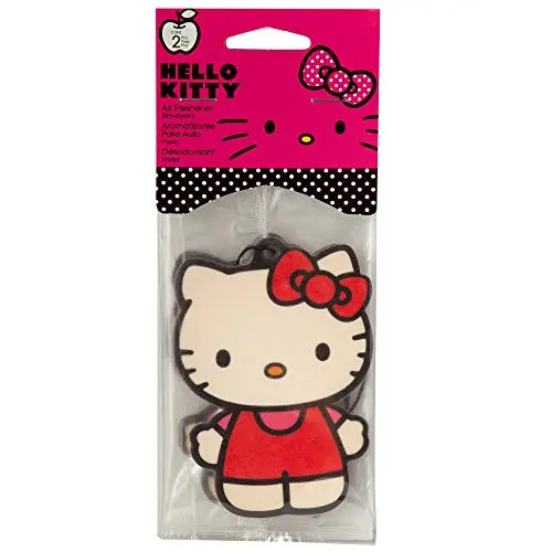 Rectangular Hello Kitty air freshener with strawberry scent