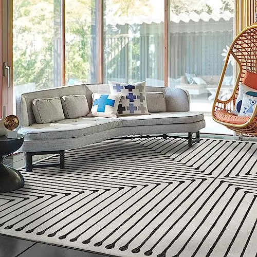 RUGGABLE Jonathan Adler inkdrop black and ivory geometric modern area rug