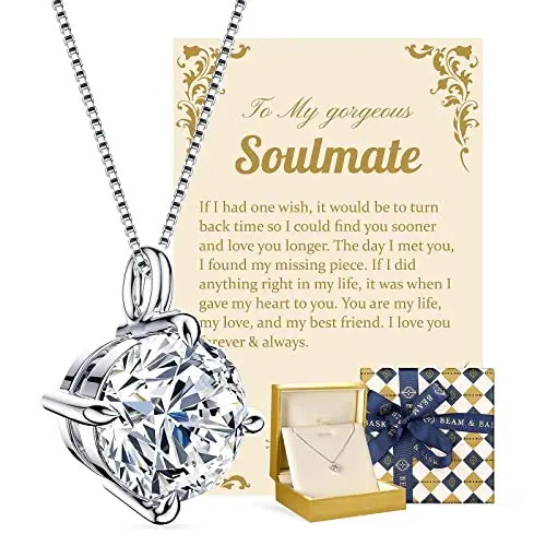 Beam & Bask 2 Carat Moissanite Pendant Necklace in a heart-shaped setting