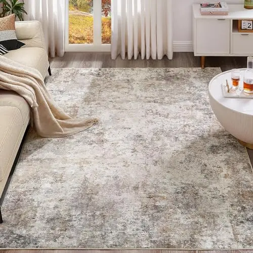 UERMEI brown and grey abstract pattern area rug