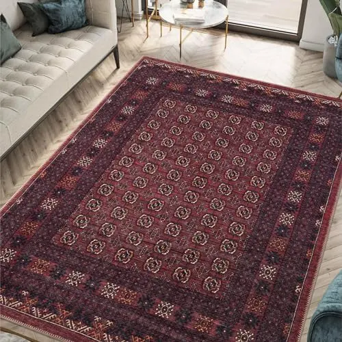 Keen Home Design burgundy and navy blue vintage moroccan area rug